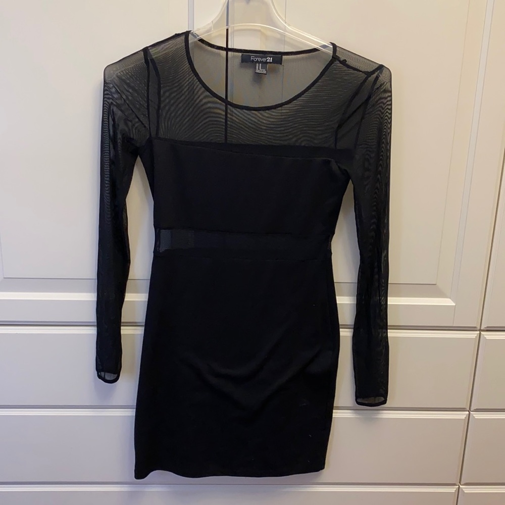 Black mesh cut out dress